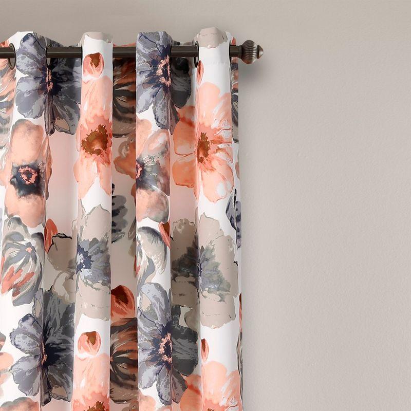 Home Boutique Leah Room Darkening Window Curtains Set - Coral and Gray - 52 x 84