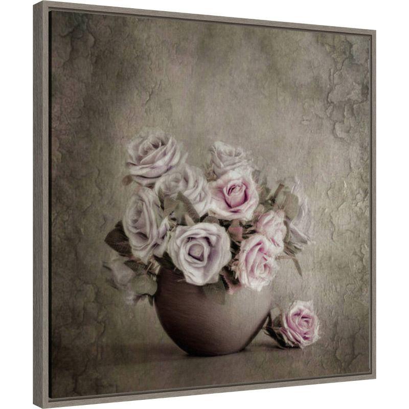 22" x 22" Love and Roses by Cicek Kiral Framed Canvas - Amanti Art: Modern Botanical Decor