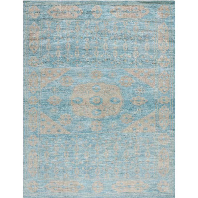 Kenya Blue Hand-Knotted Wool 6' x 9' Area Rug