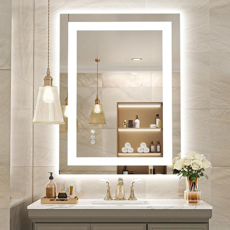 Modern LED Backlit Anti-Fog Bathroom Vanity Mirror 28" x 36"