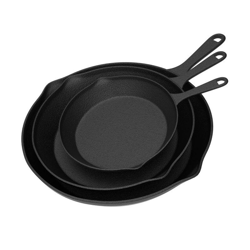 Hastings Home Nonstick Cast Iron Frying Pan Set - 3 Skillets