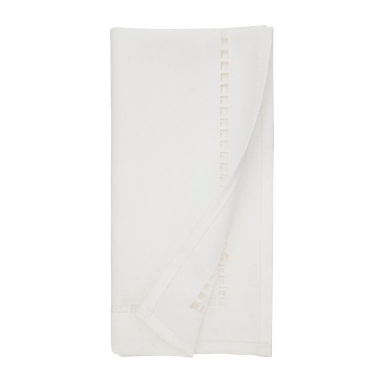 White 20" Laser-Cut Hemstitch Cotton Napkin Set