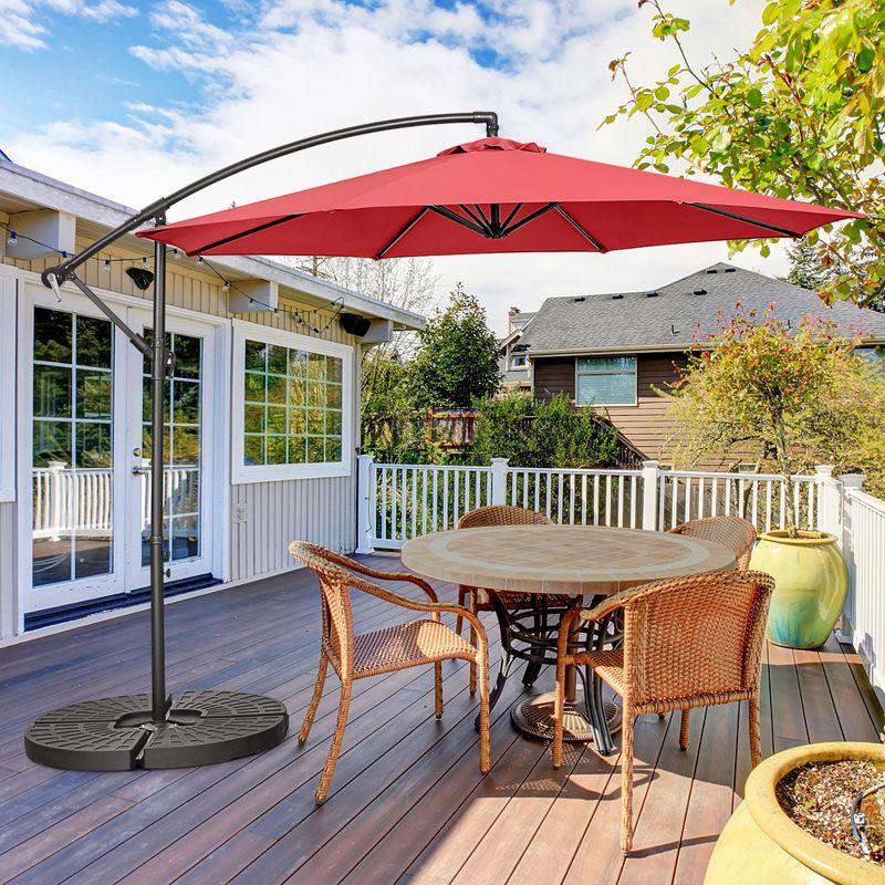 Costway  10 FT Patio Offset Umbrella w/8 Ribs Cross Base Tilt Claret