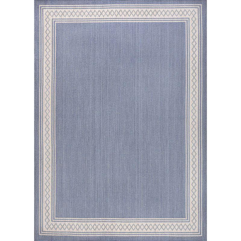 3' x 5' Lucia Classic Diamond Border Indoor/Outdoor Area Rug, Blue/Cream - JONATHAN Y