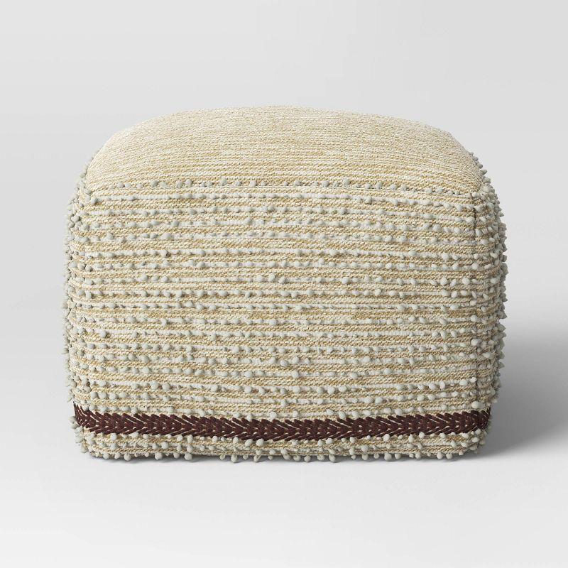 Branchville Square Pouf Cream Boucle - Threshold™: Transitional Style, No Assembly, Cotton & Wool Blend