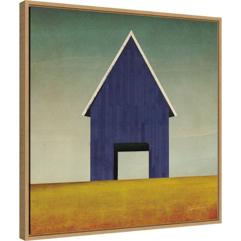 22" x 22" Navy Barn Summer by Ryan Fowler Framed Canvas Wall Art Print - Amanti Art: Modern Lithograph, Polystyrene Frame