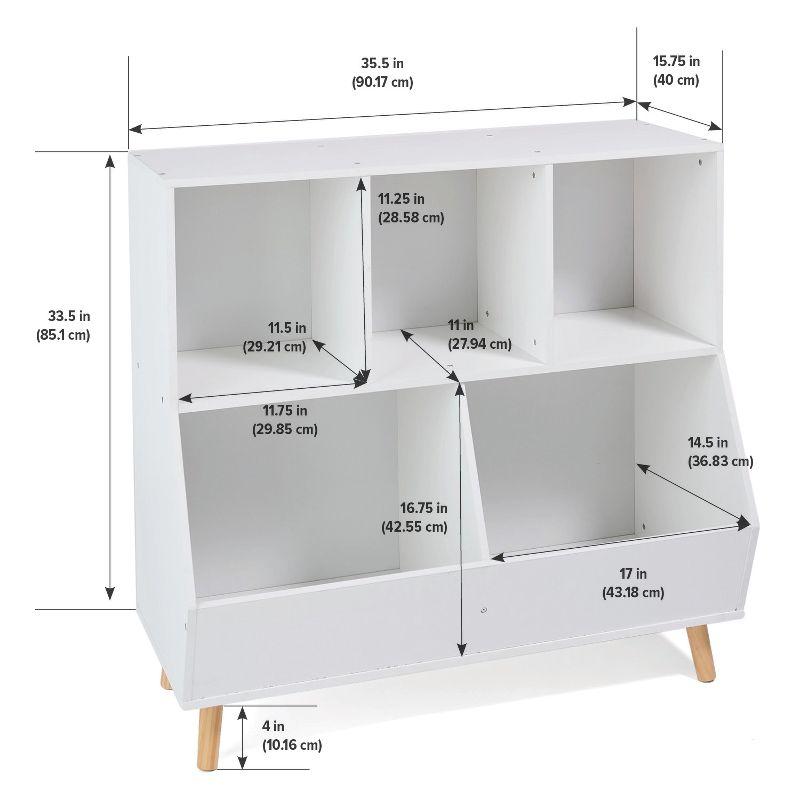 White Wooden Kids Toy Storage Cubby with Feet