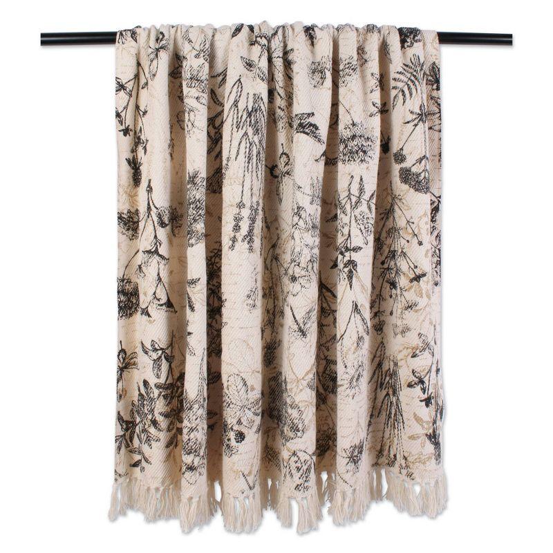 Botanical Printed Throw - Design Imports: Cotton, Hypoallergenic, Machine Washable, 50x60 inches