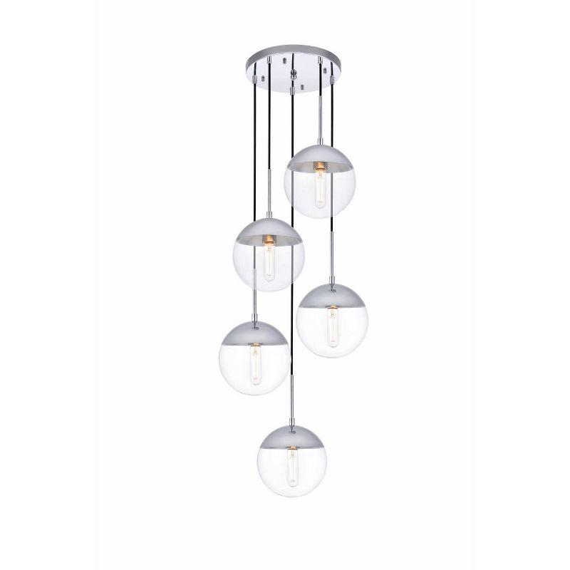 Elegant Lighting Eclipse 5 Lights Chrome Pendant With Clear Glass