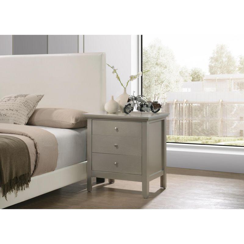 Passion Furniture Hammond 3-Drawer Silver Champagne Nightstand (26 in. H x 24 in. W x 18 in. D)