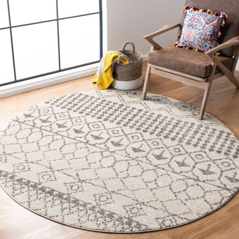 Ivory Elegance 3' Round Hand-knotted Synthetic Area Rug