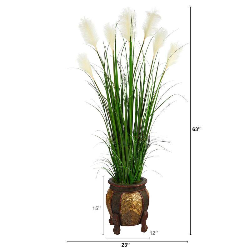 Evergreen Elegance 68" Faux Wheat Plume Grass in Decorative Planter