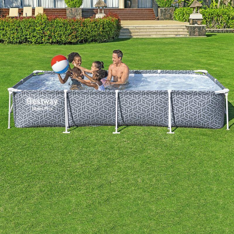 Bestway Steel ProRectangular Metal Frame Above Ground Outdoor Backyard Swimming Pool