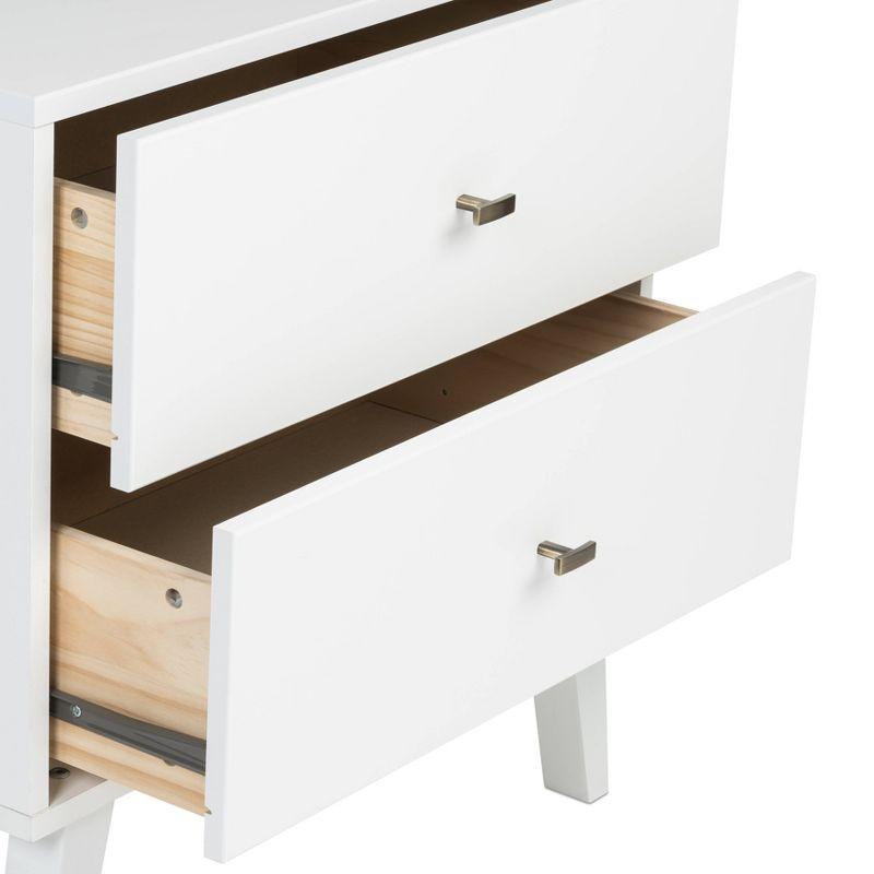 Mid Century Modern 2 Drawer Tall Nightstand with Shelf White - Prepac: Wood Laminate, Includes Anti-Tip Hardware