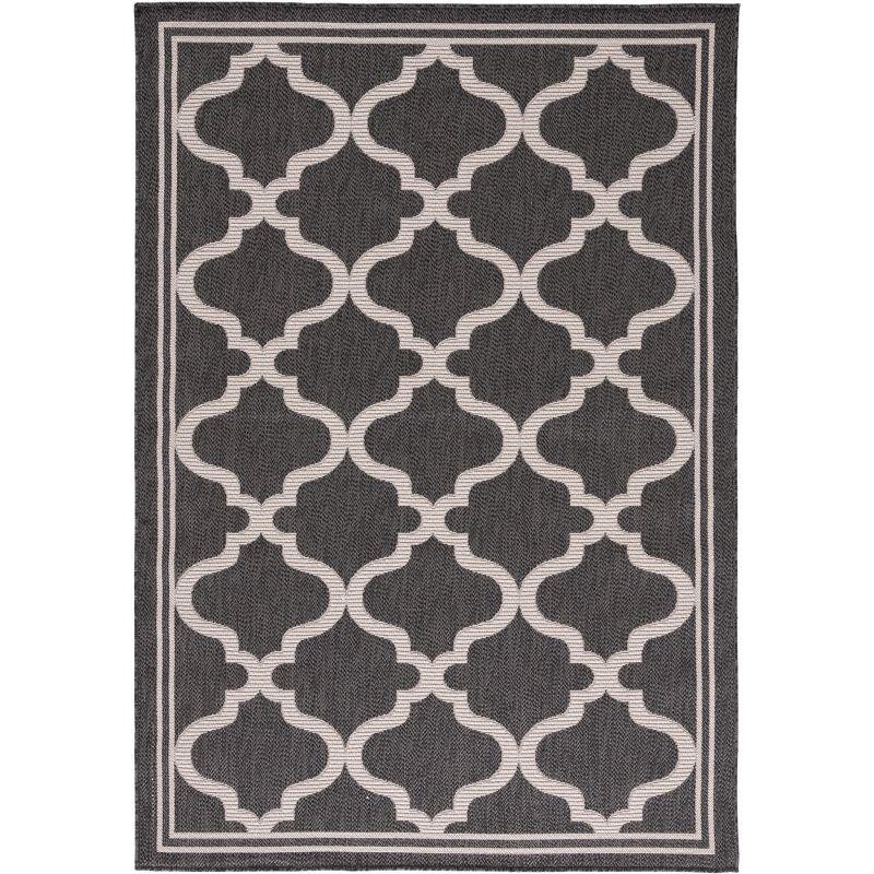 Bermuda BMU810 Machine Washable UV & Stain Resistant Non-Shedding Power Loomed Indoor/Outdoor Area Rug - Charcoal/Ivory - 5'3"x7'6" - Safavieh