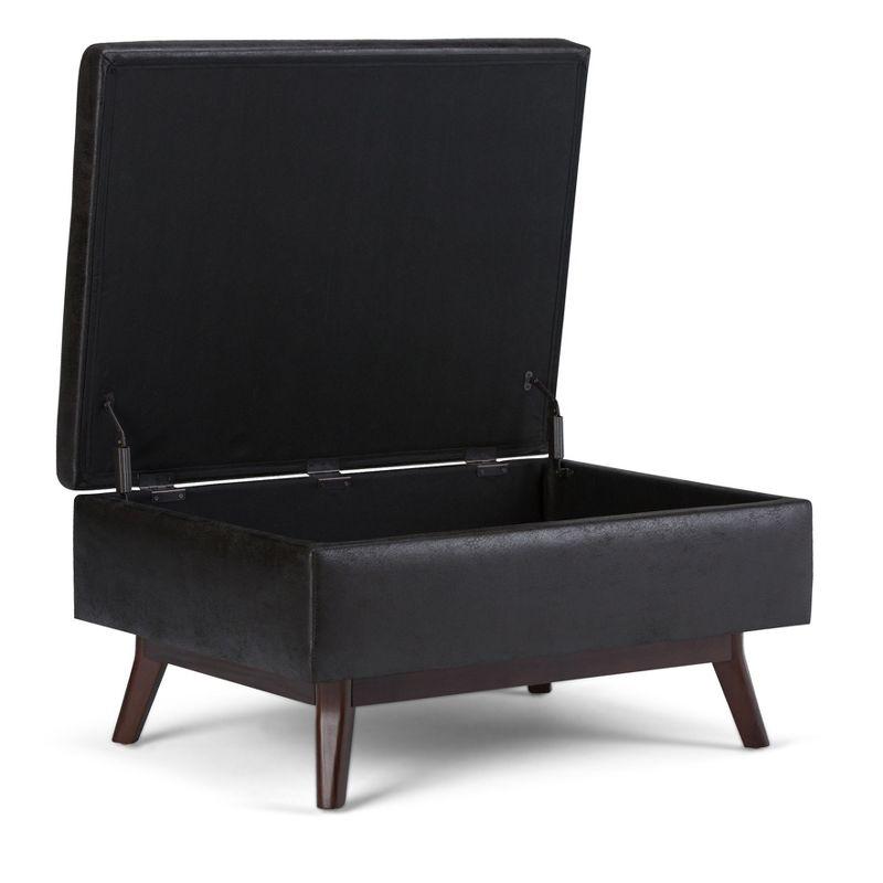 Simpli Home Owen 34"W Upholstered Coffee Table Storage Ottoman with Lift Top and Solid Wood Legs