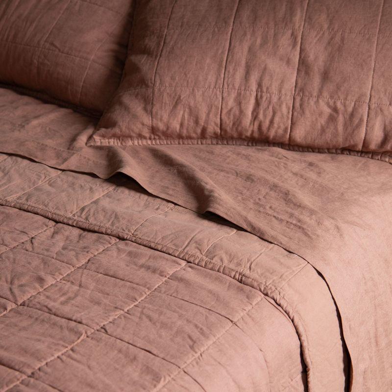 French Linen Box Stitch Quilted Sham Set