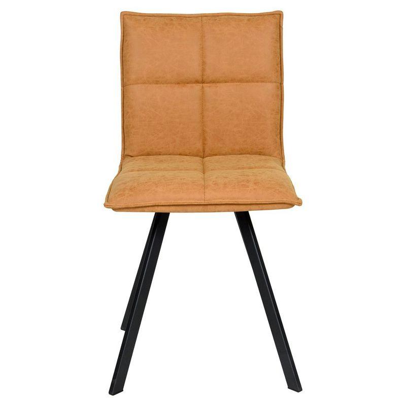 LeisureMod Wesley Modern Vegan Leather Dining Chair with Black Metal Legs - Durable and Easy to Clean, Perfect for Dining Rooms, Light Brown
