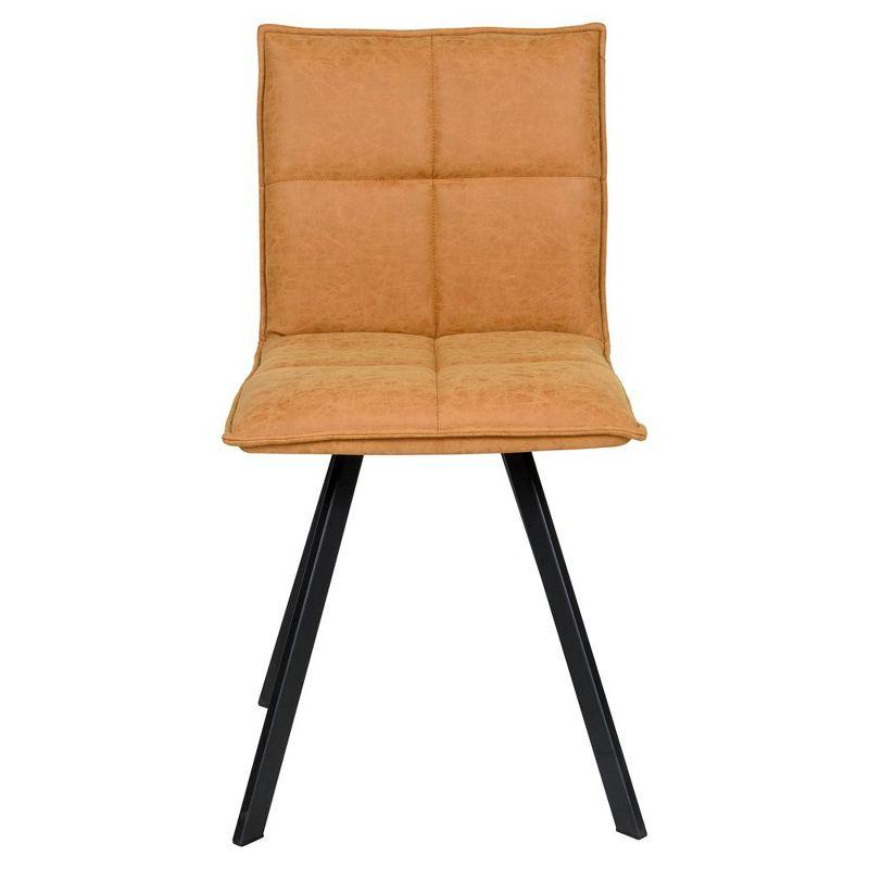 LeisureMod Wesley Modern Faux Leather Dining Chair with Black Metal Legs