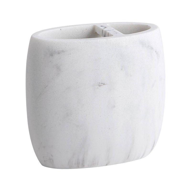 White Marble Effect Resin Toothbrush Holder