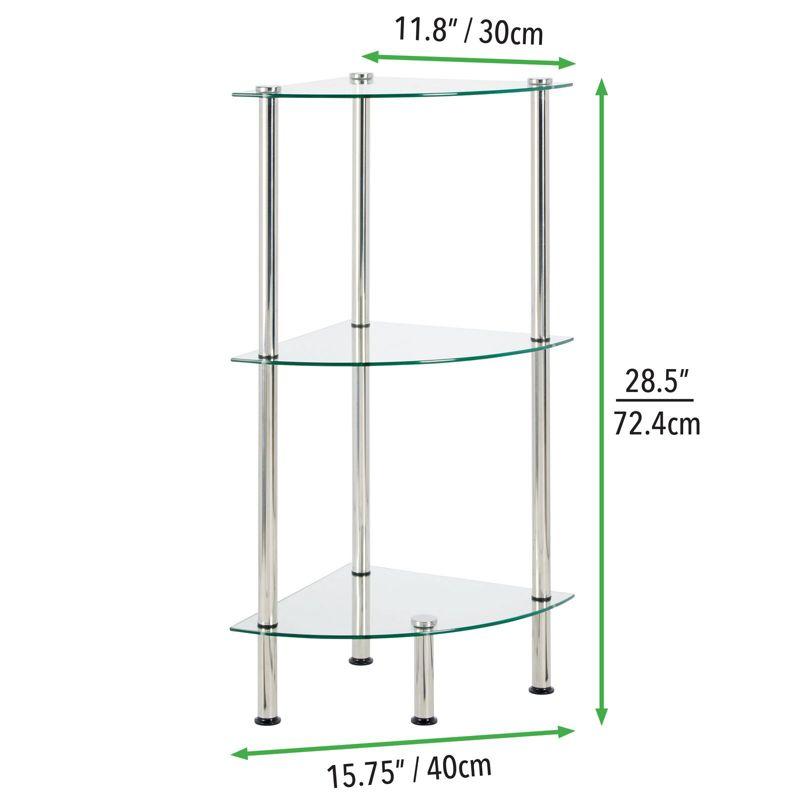 mDesign Glass Corner 3-Tier Tower Cabinet Storage Organizer Shelves