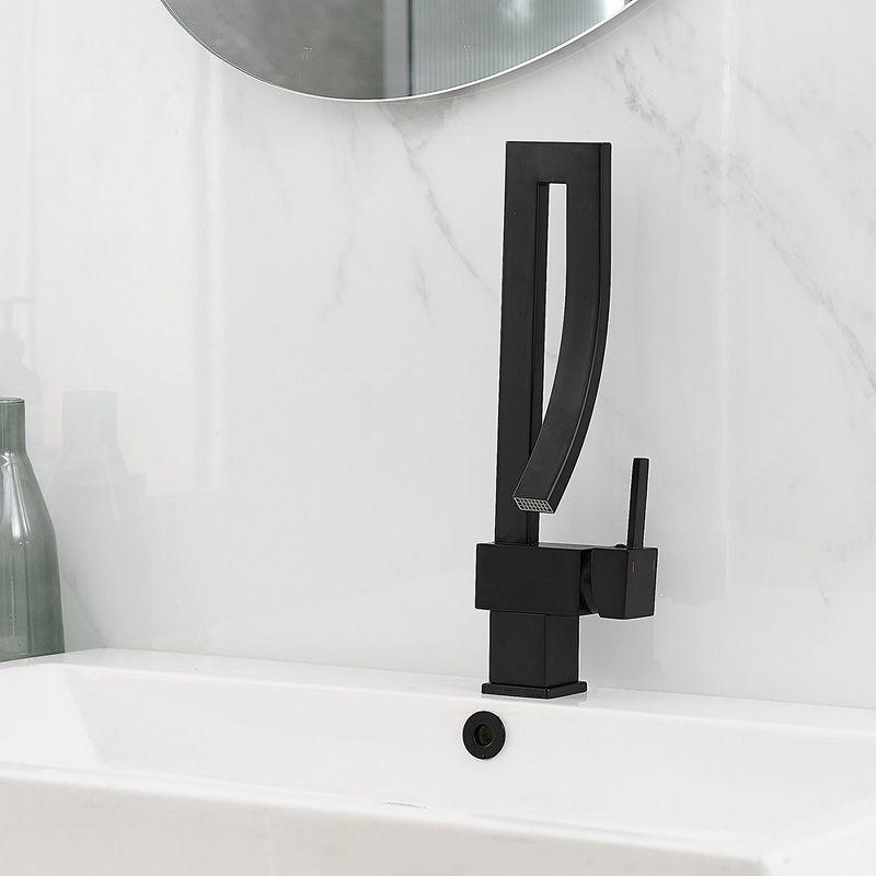 BWE Waterfall Unique Design Single Handle Single Hole Bathroom Sink Faucet In Matte Black