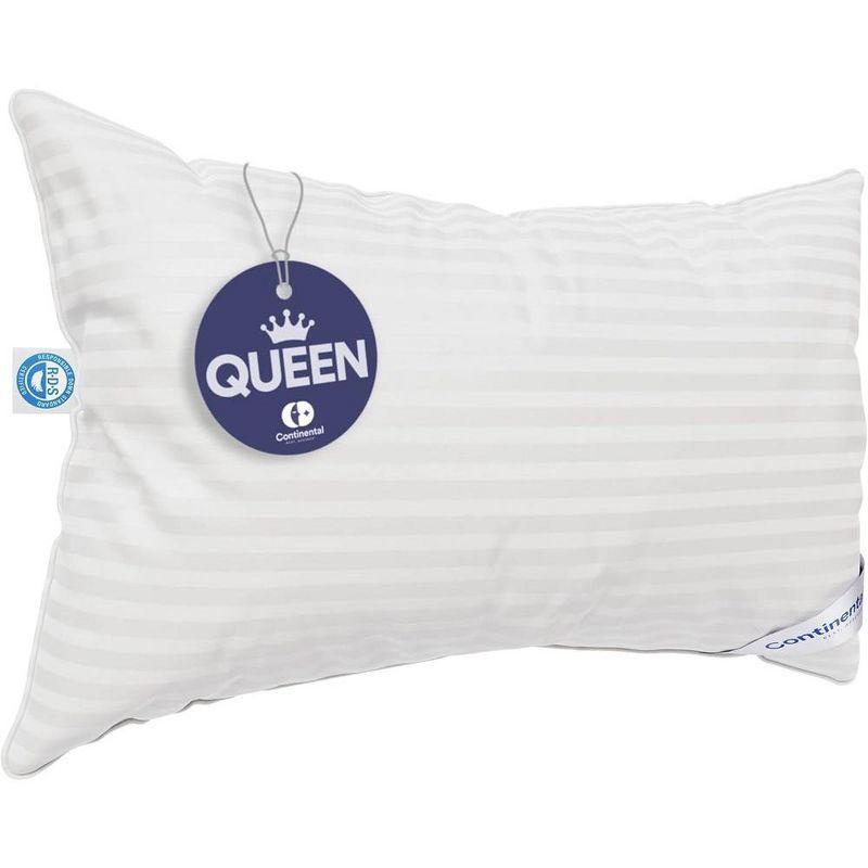 ContinentalBedding 700 Fill Power 100% White Goose Down Bed Pillows 100% Cotton Firm, Medium and Soft (1 Pillow)