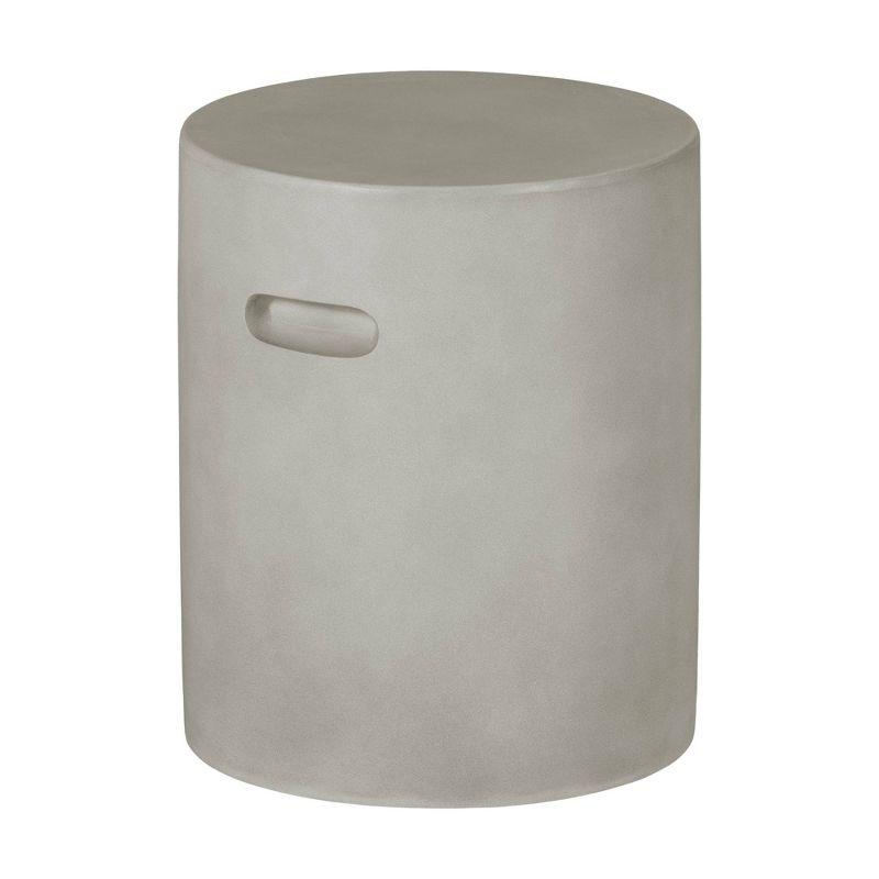 South Shore Bellulo Cylindrical Side Table Greige: Durable Magnesium Oxide, Scratch & Water Resistant