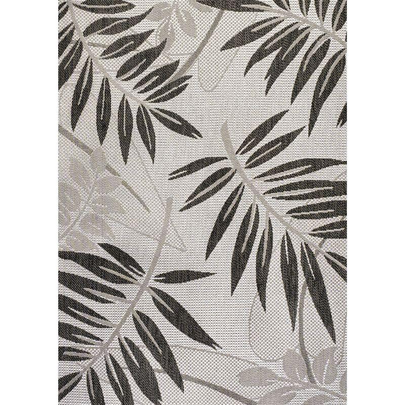8' x 10' Havana Tropical Palm Leaf Indoor/Outdoor Area Rug, Gray/Black - JONATHAN Y