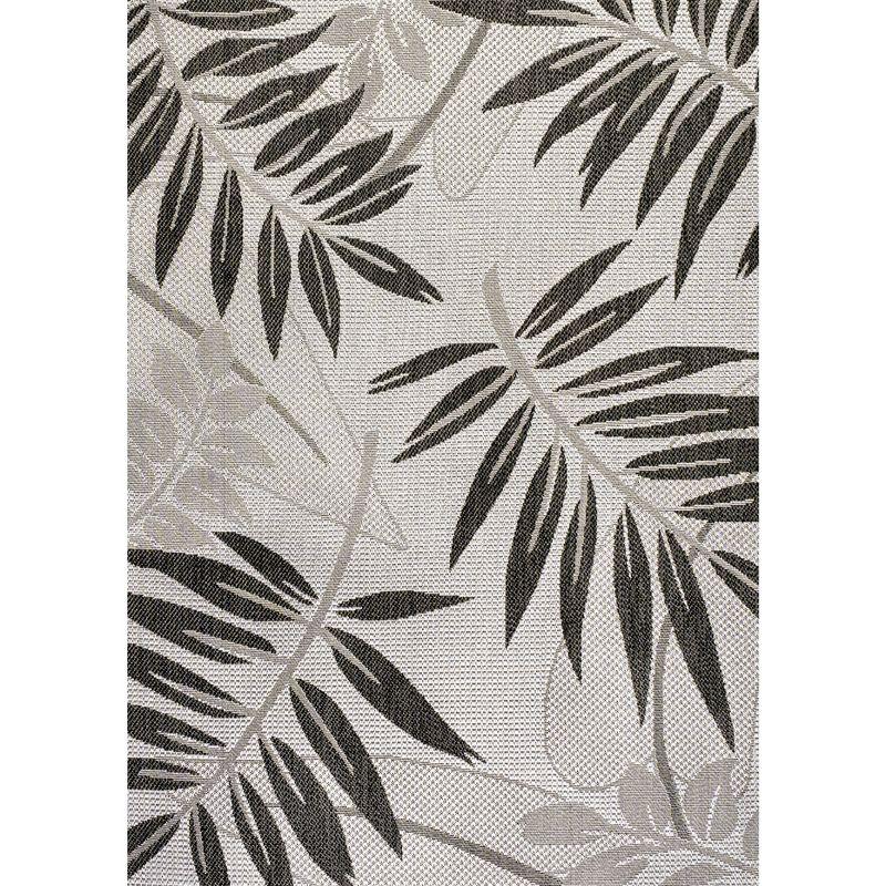 Reversible Gray & Black Floral Synthetic 8'x10' Area Rug