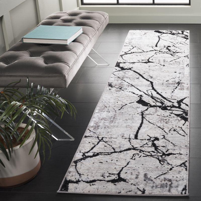 Amelia ALA293 Power Loomed Indoor Runner Rug - Grey/Black - 2'x14' - Safavieh