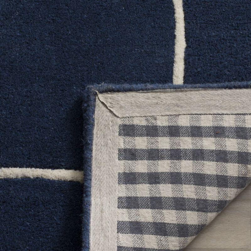 Hand-tufted Navy Blue & Ivory Square Wool Accent Rug - 3' x 3'