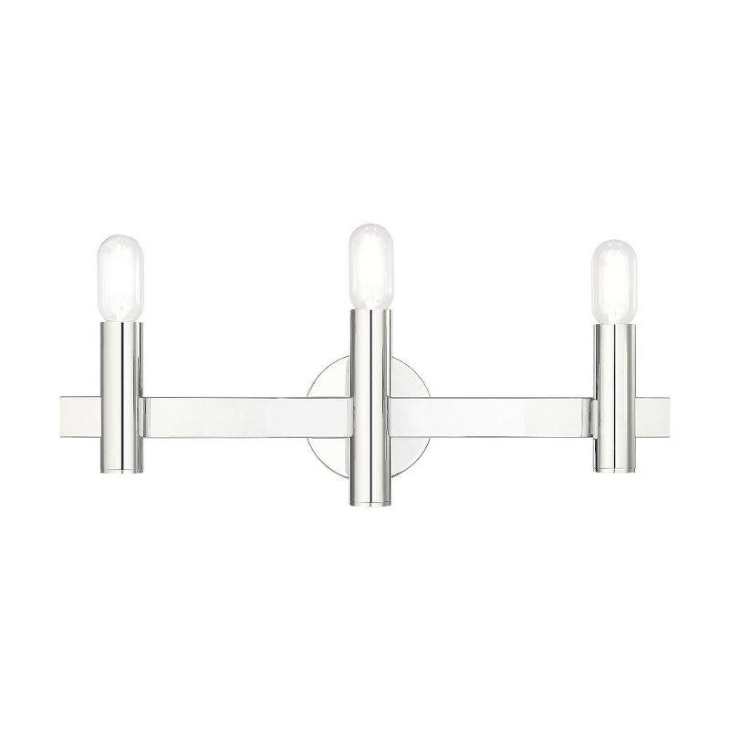 Helsinki Polished Chrome 3-Light Vanity with Geometric Design