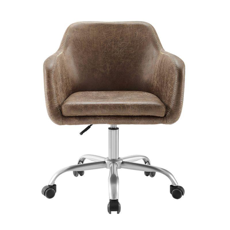 Rylen Modern Swivel Office Desk Chair Brown - Linon: Ergonomic, Adjustable, with Casters