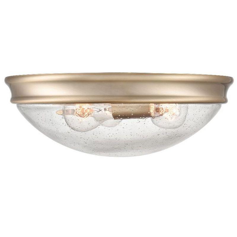 Elegant Rubbed Bronze Glass Bowl Flushmount Ceiling Light, 14"