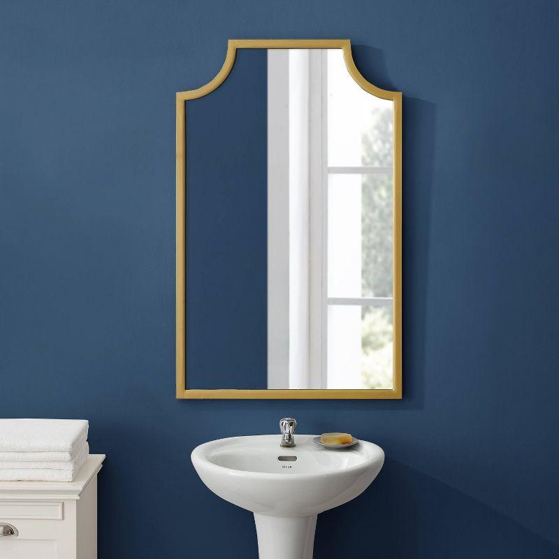 Aimee Wall Mirror Gold - Crosley: Steel Frame, Pagoda Design, No Assembly, 38x24"