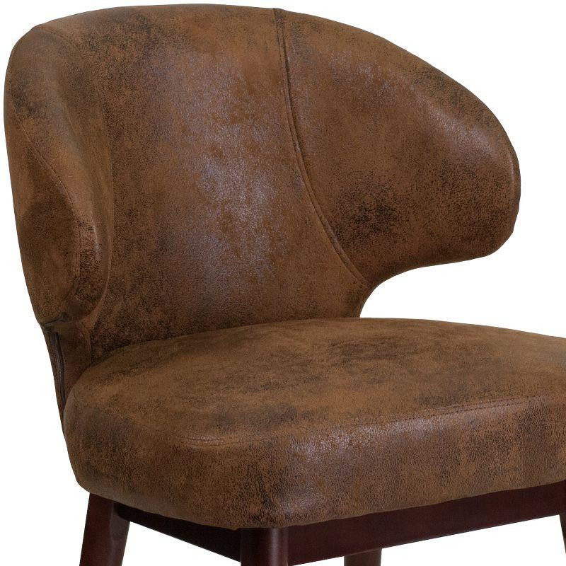 Posh Black LeatherSoft Side Chair with Walnut Legs