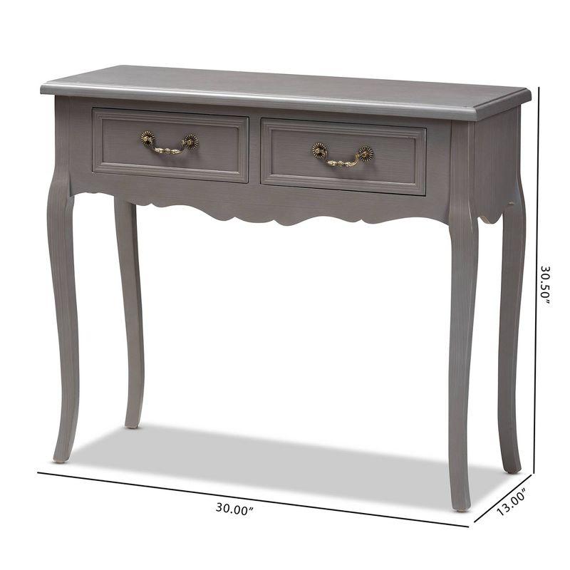 Capucine Finished Wood 2 Drawer Console Table Gray - Baxton Studio: Elegant Entryway Storage, Cabriole Legs