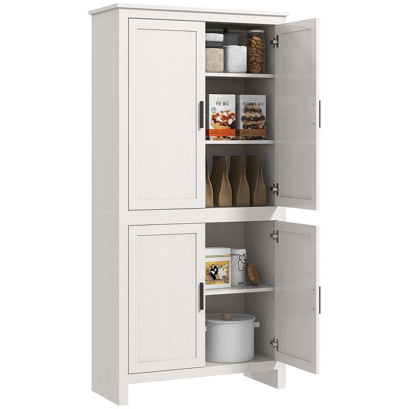 HOMCOM 64" 4-Door Kitchen Pantry, Freestanding Storage Cabinet with 3 Adjustable Shelves for Kitchen, Dining or Living Room