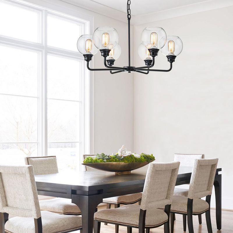 C Cattleya 6-Light Black Chandelier with Clear Glass Globes