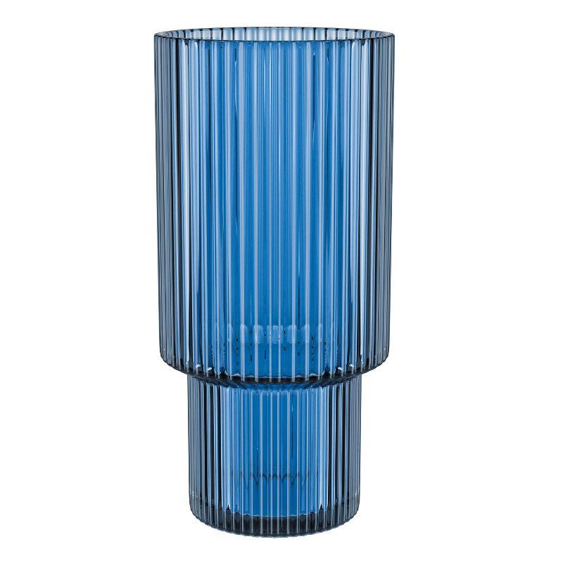 American Atelier Vintage Art Deco 11 oz. Fluted Drinking Glasses 4-Piece, Unique Cups for Weddings, Cocktails or Bar, Ribbed Glass Cup