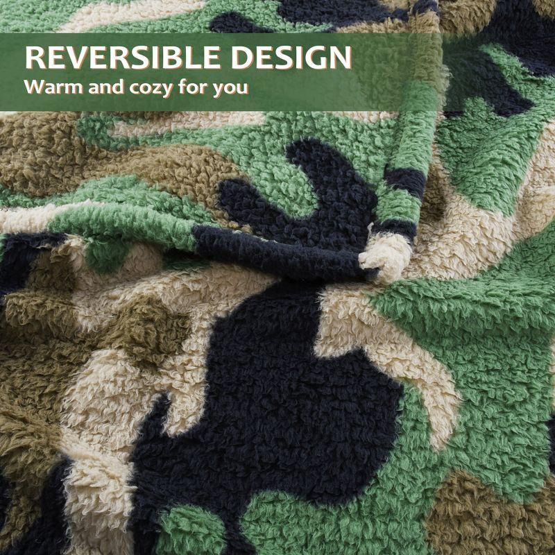 Catalonia Catalonia Camo Sherpa Throw Blanket, Fuzzy Snuggle Blanket for Camping Traveling Couch Bed, 50x60 inches