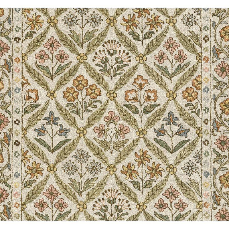 Momeni 2'x3' Cotswold Castle Combe Floral Handtufted Accent Rug Green: Wool, Medium Pile, Indoor, Classic Pattern