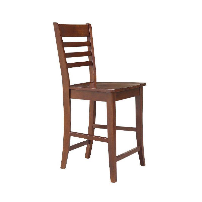 Counter Height Barstool Roma Solid Wood Espresso - International Concepts: 24" Seat, Unupholstered