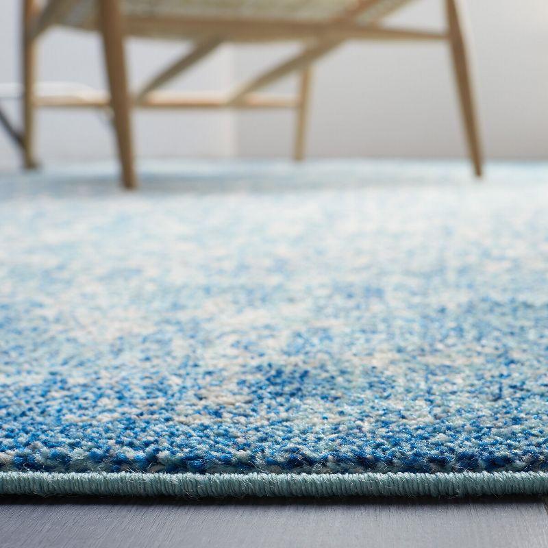 Reversible Blue and Ivory Square Synthetic Area Rug - 9'x9'