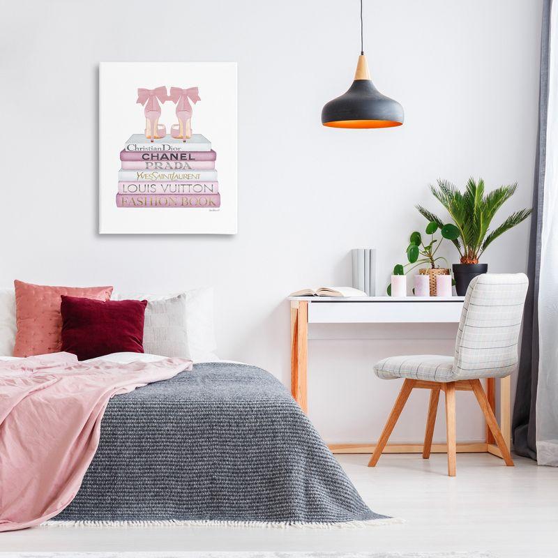 Stupell Industries Pastel Pink Heels & Books Canvas Art, 30" x 40"