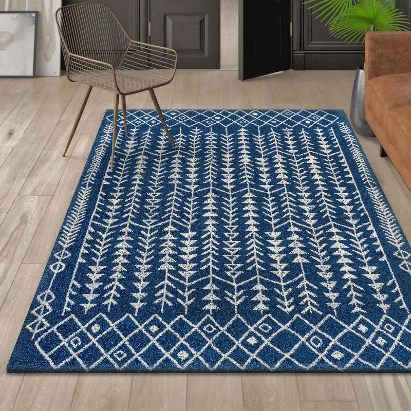 JONATHAN Y Ziri Moroccan Geometric Navy/Cream 3 ft. x 5 ft. Area Rug