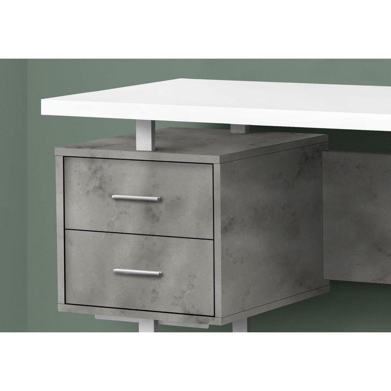 Monarch Specialties Computer Desk Home Office Laptop Left Right Set-Up Storage Drawers 60InchL Work Metal Laminate Grey White Contemporary Modern