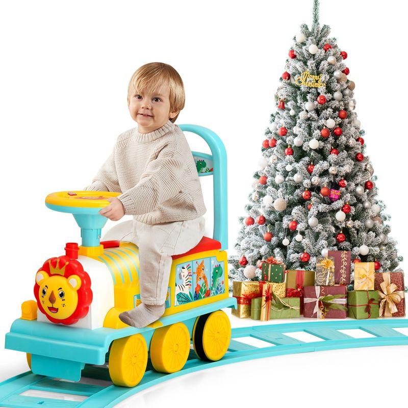 Costway 6V Electric Kids Ride On Train Motorized Train Toy w/ Track & 6 Wheels