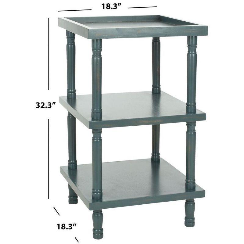 Esmeralda Transitional 3-Tier Square Side Table in Blue/Gray